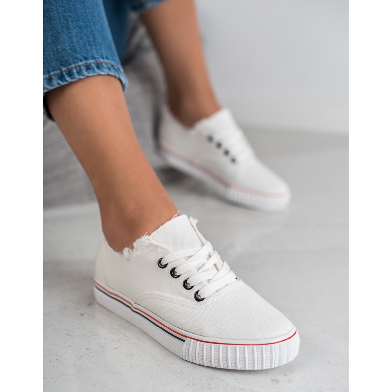 SHELOVET White Textile Sneakers 2