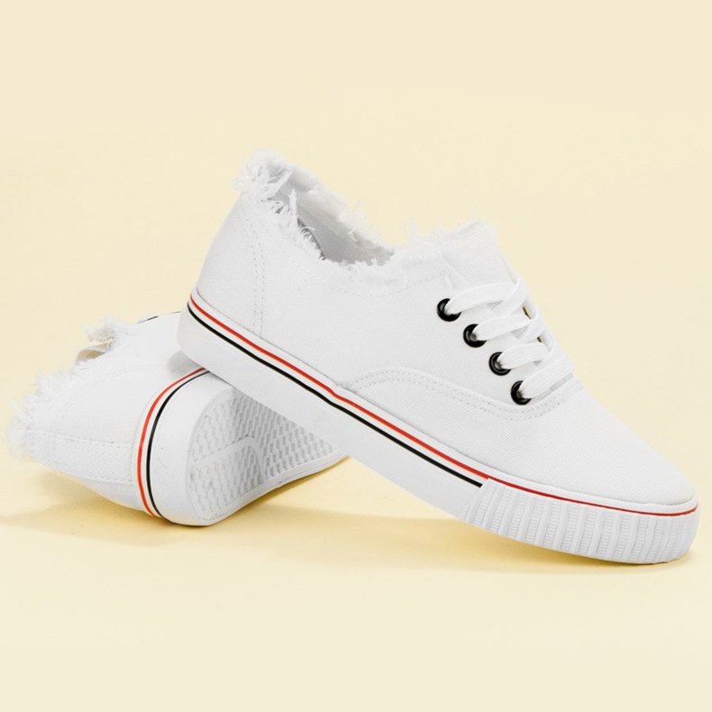 SHELOVET White Textile Sneakers 1
