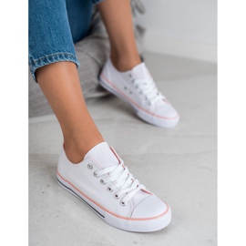 SHELOVET Classic white sneakers pink 1 SHELOVET Classic white sneakers pink 1