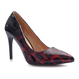 Red lacquered stilettos with leopard print Reblle black 1