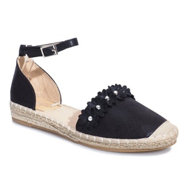 Black espadrilles with Favara flowers 1