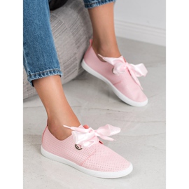 SHELOVET Shoes tied with a ribbon pink 2 SHELOVET Shoes tied with a ribbon pink 2