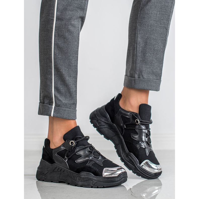 Small Swan Lace-up Sneakers black 1