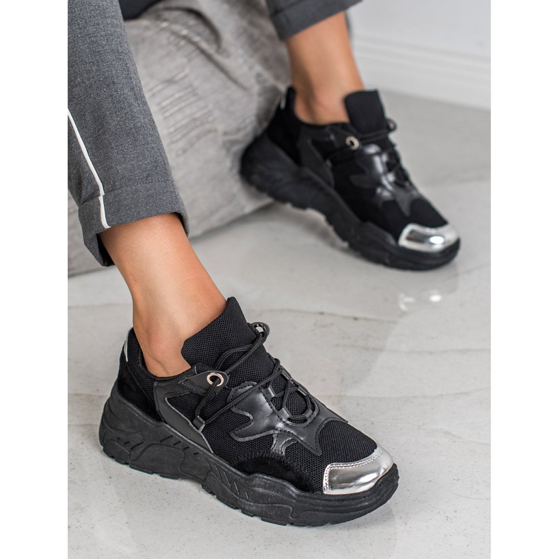 Small Swan Lace-up Sneakers black 2