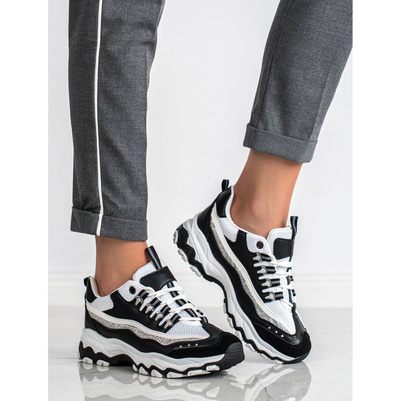 Small Swan Sneakers With Glitter white black 1