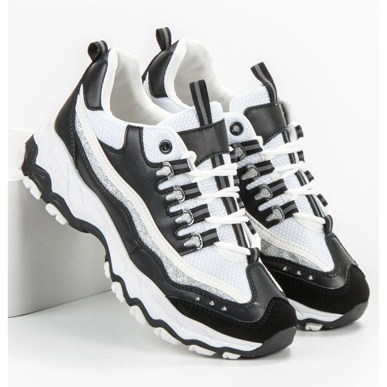 Small Swan Sneakers With Glitter white black 2