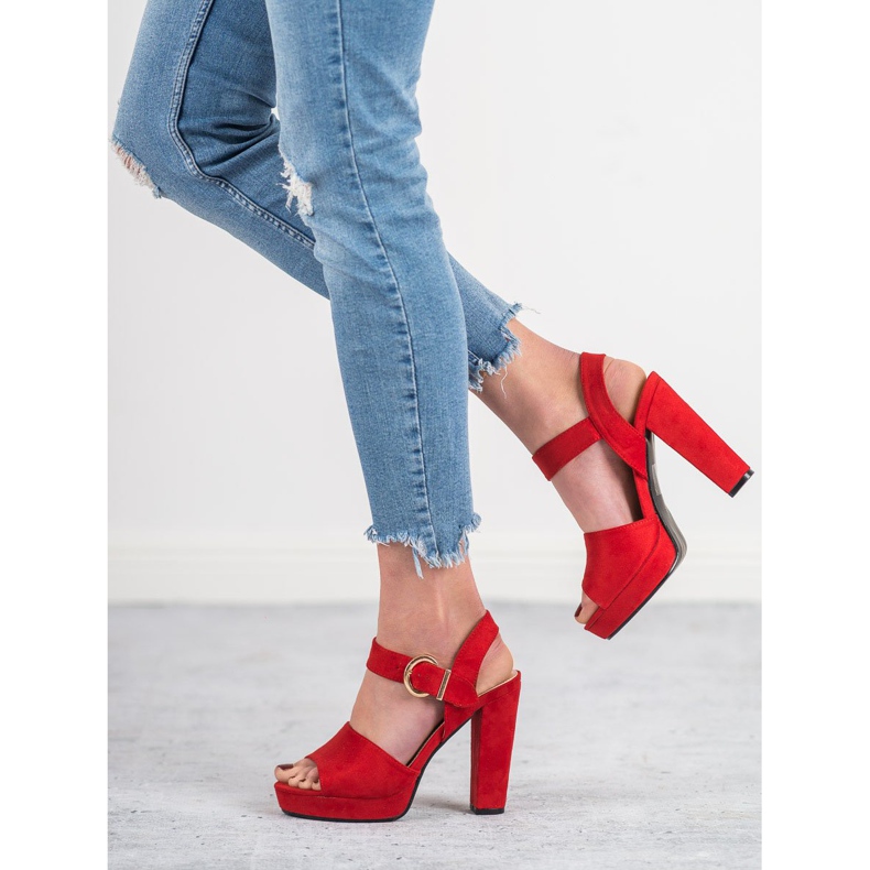 SHELOVET Red Sandals On The Platform 2