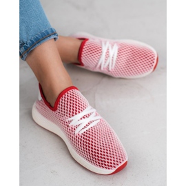 SHELOVET Fashionable Slip-On Shoes white red 2