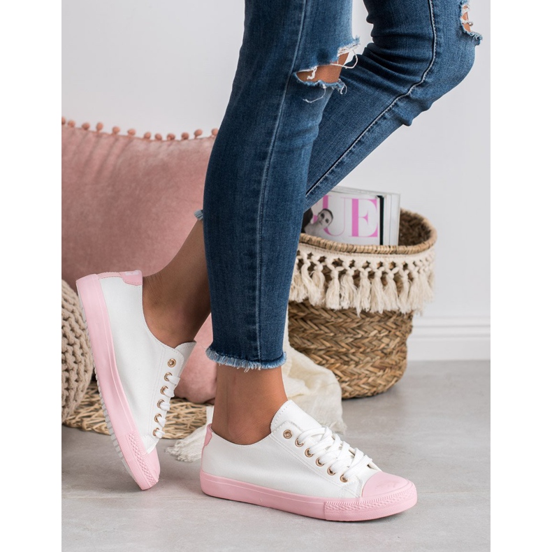 SHELOVET Two-color Sneakers white pink 2
