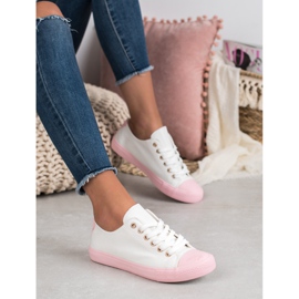 SHELOVET Two-color Sneakers white pink 1 SHELOVET Two-color Sneakers white pink 1