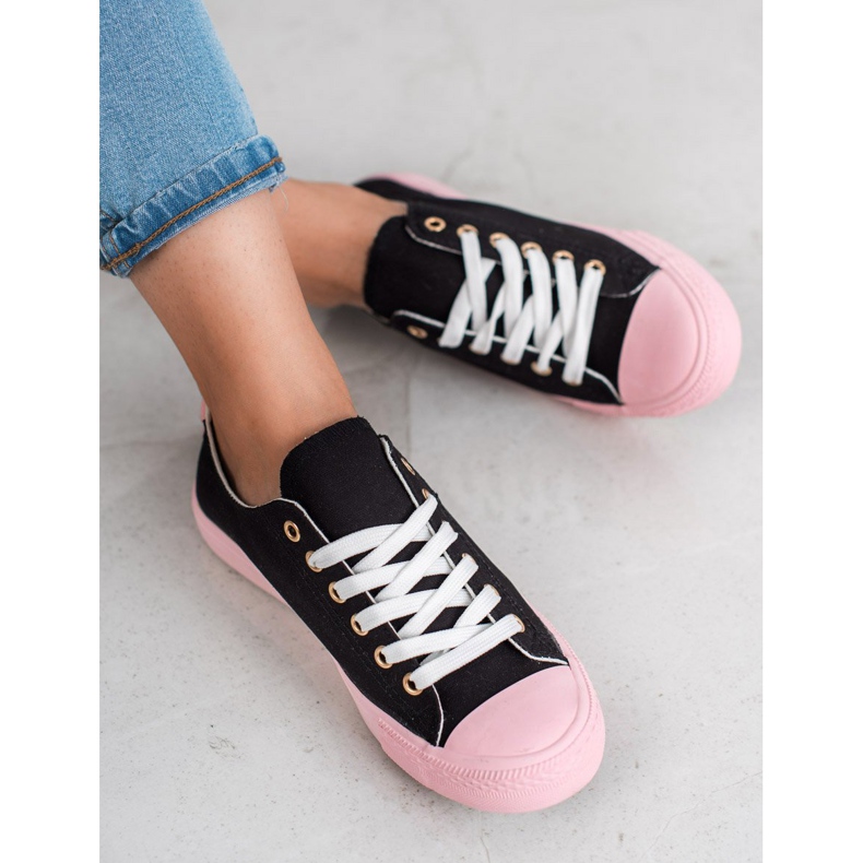 SHELOVET Two-color Sneakers black pink 2