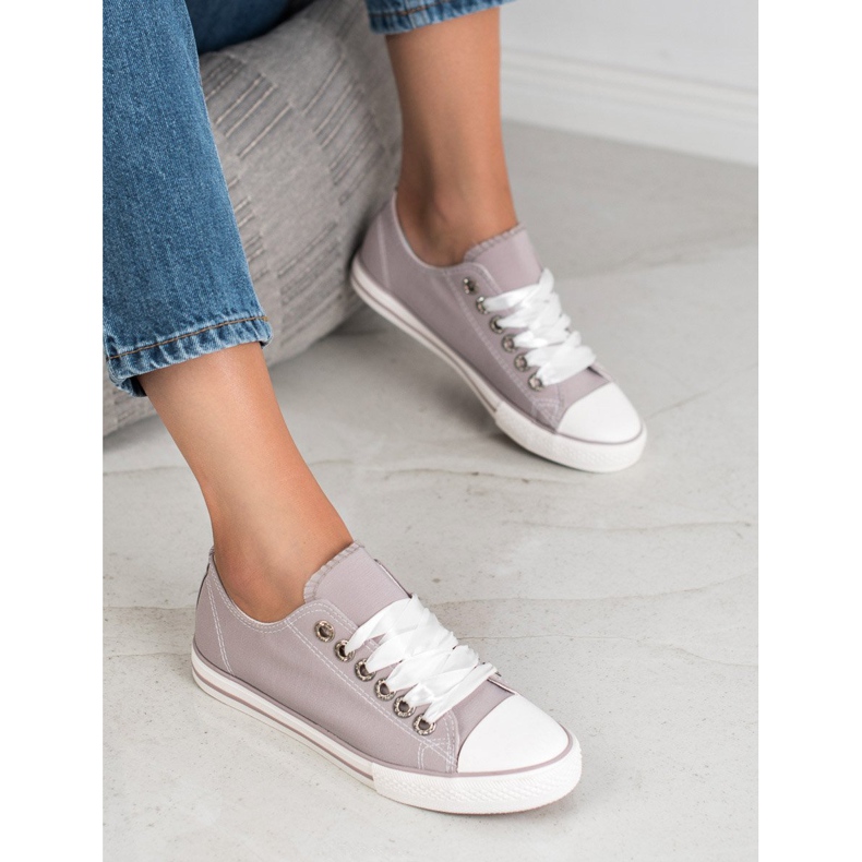 SHELOVET Sneakers Tied With A Ribbon grey 1