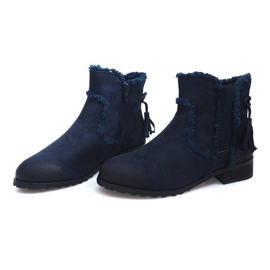 Warm Boots Jodhpur boots Fur W156 Navy navy blue 1
