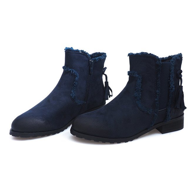 Warm Boots Jodhpur boots Fur W156 Navy navy blue 1