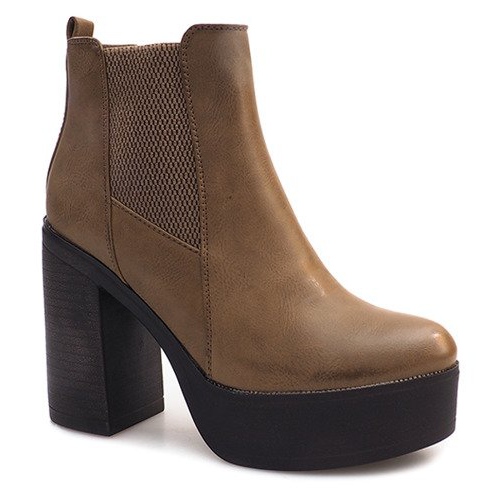 Boots On Heel With An Elastic E4863 Khaki green 1