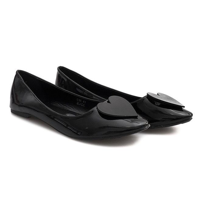 Lacquered Ballerinas With Heart C38 Black 1