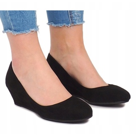 Suede Wedge Pumps MB188-48 Black 2