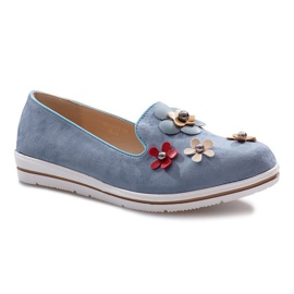 Blue, slip-on wedges Multi Flower 1