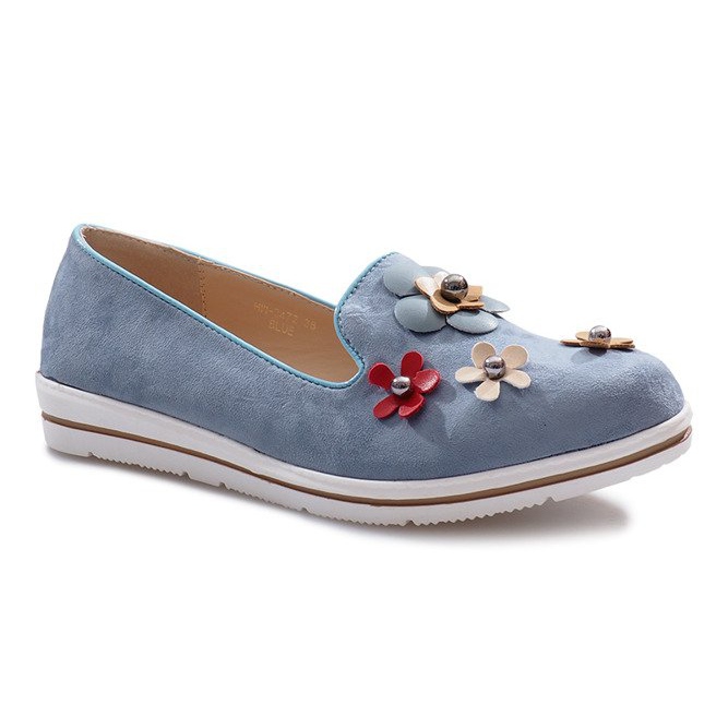 Blue, slip-on wedges Multi Flower 1
