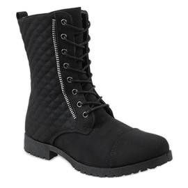 Black quilted boots B01 1