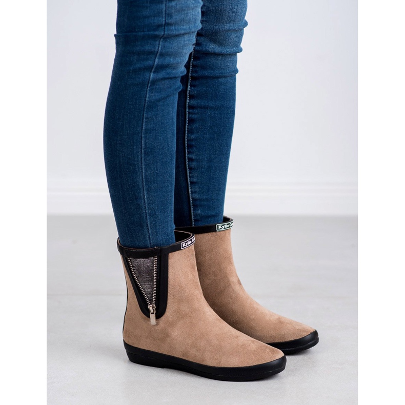 Kylie Suede Galoshes With Decorative Zipper beige 2