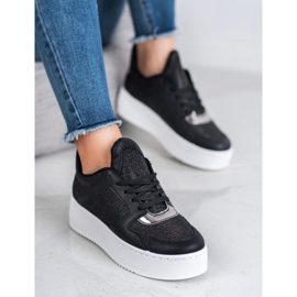 Ideal Shoes Sneakers With Glitter black 1