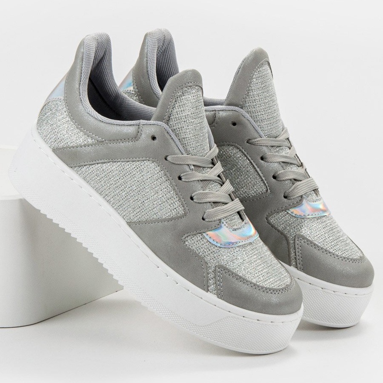 Ideal Shoes Sneakers With Glitter grey 2