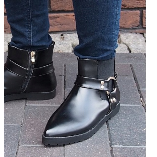 Warm Elegant Boots With Buckle HW14 Black 1