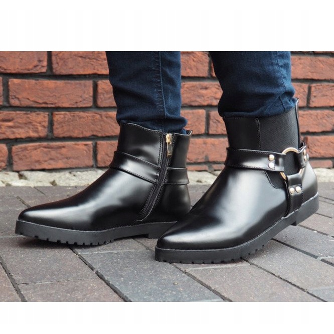 Warm Elegant Boots With Buckle HW14 Black 2