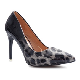 Gray lacquered heels with leopard print Reblle grey 1