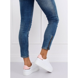High-soled sneakers white and pink B0-31 WHITE / PINK 1