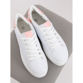 High-soled sneakers white and pink B0-31 WHITE / PINK 2