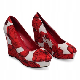 Lacquered Pumps On Wedge 2011-40 Red white 1