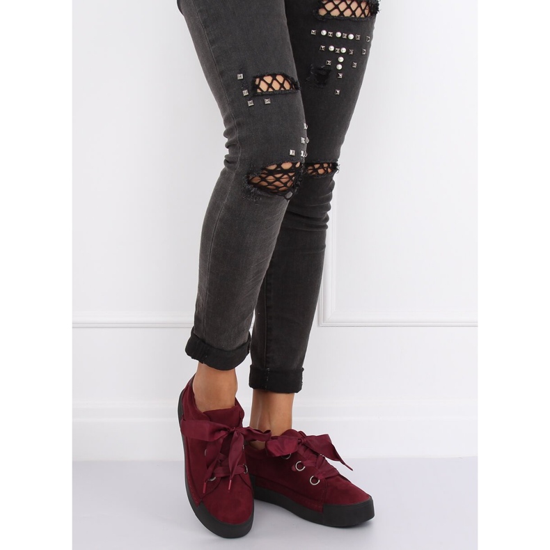 Maroon women's sneakers 1018 Wine red 1