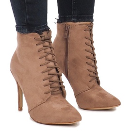 Boots On High Heel LB-229 Khaki pink 2