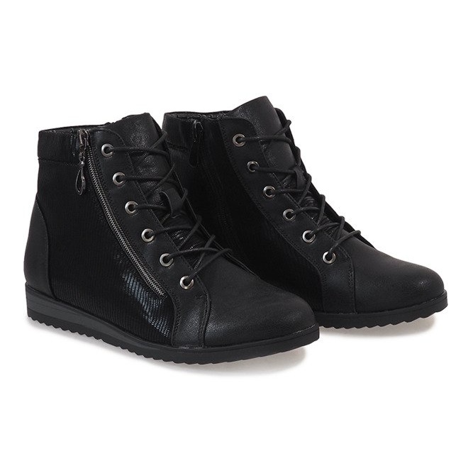 Black lace-up boots X1596-1 1
