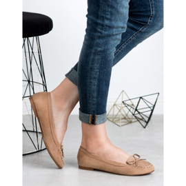 Small Swan Dark beige loafers with a bow 1