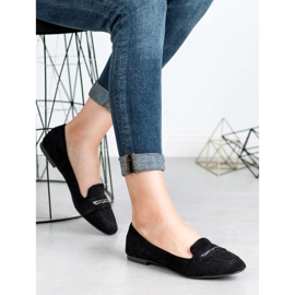Small Swan Suede loafers with glitter black 1
