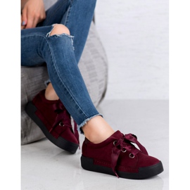 SHELOVET Ribbon Tied Shoes red 1
