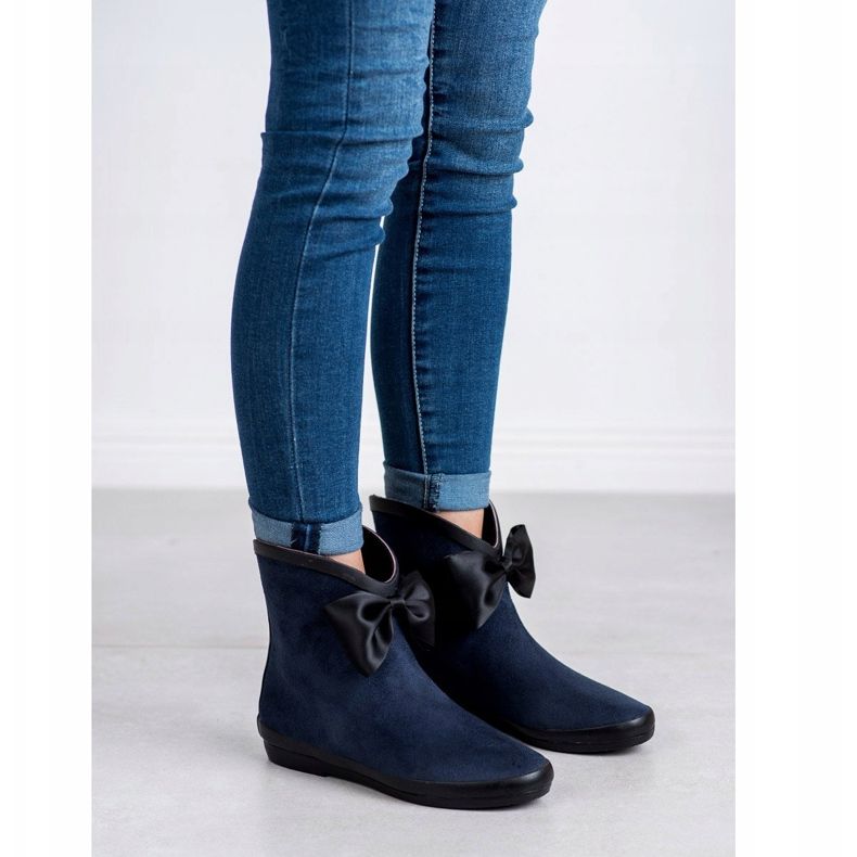 Kylie Suede Wellies With A Bow navy blue 1