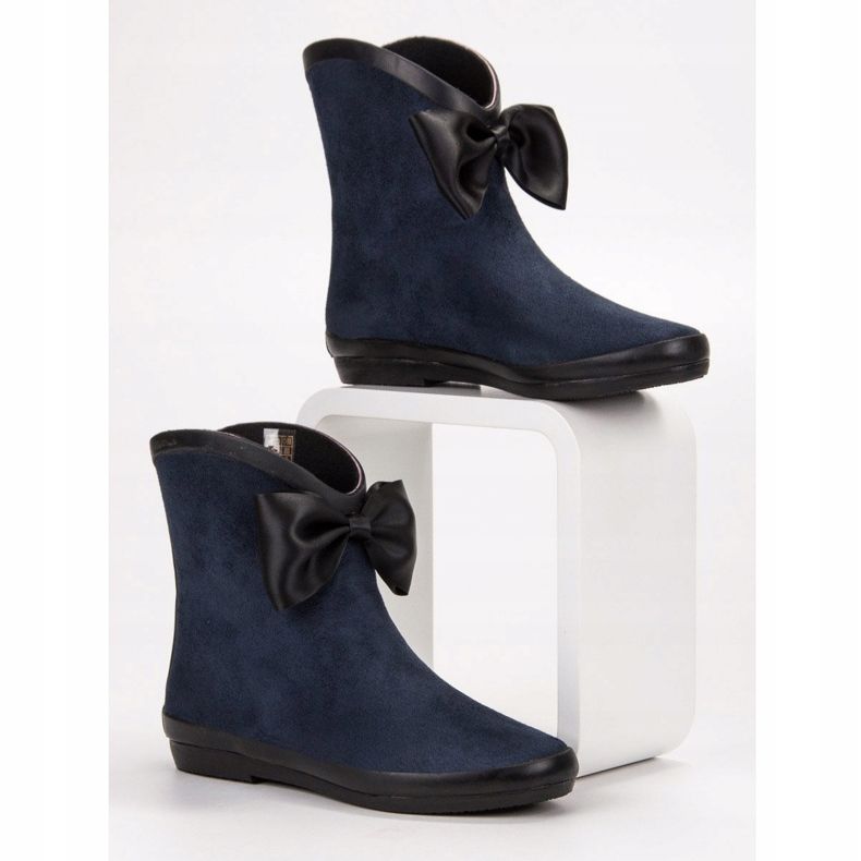 Kylie Suede Wellies With A Bow navy blue 2