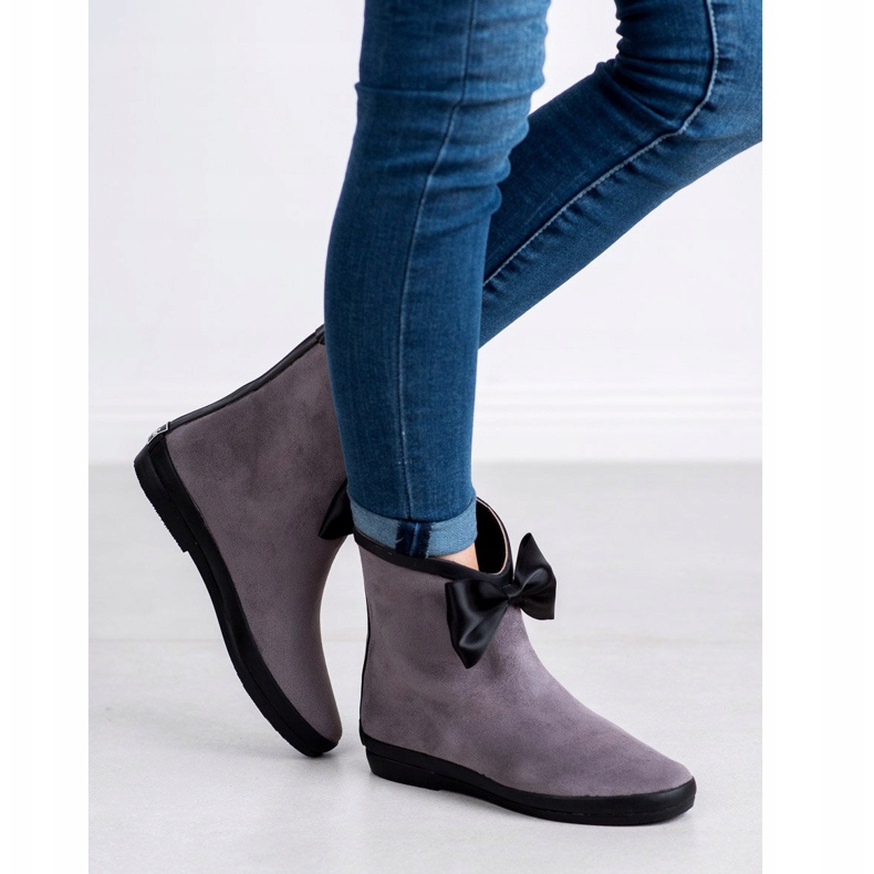 Kylie Suede Wellies With A Bow grey 2
