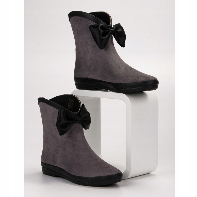 Kylie Suede Wellies With A Bow grey 1