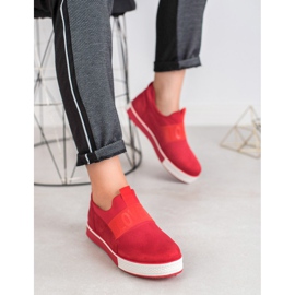 SHELOVET Suede Slip-On Shoes red 1