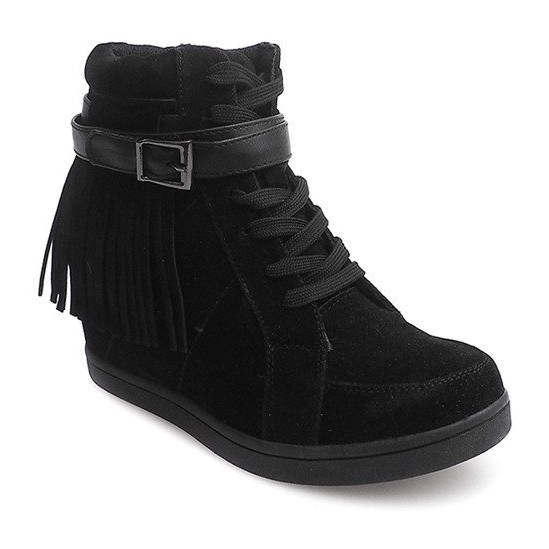 Suede Sneakers Boho Fringe 2030 Black 2