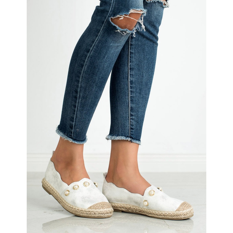 SHELOVET Espadrilles With Pearls grey 2