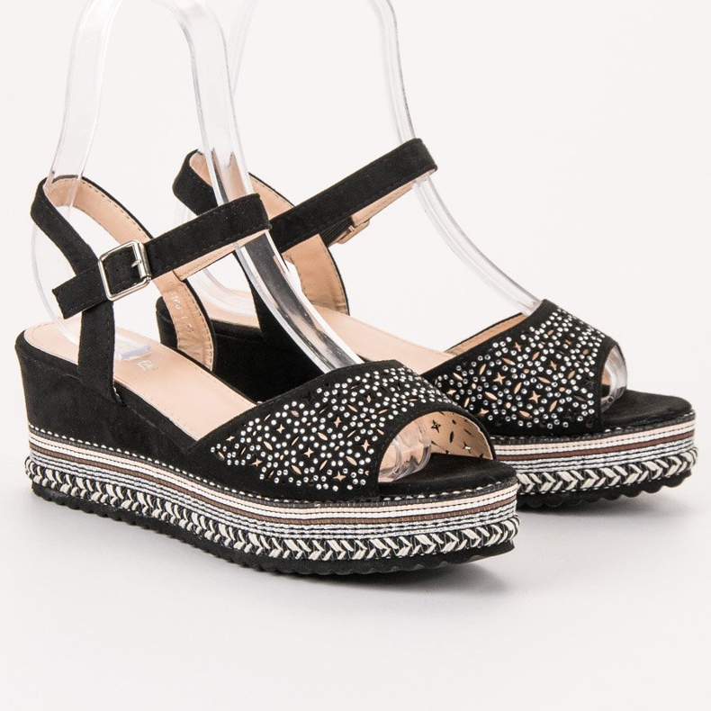 Groto Gogo Suede Sandals With Cubic Zirconia black 1