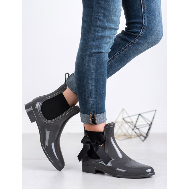 Kayla Galoshes With A Bow black grey 2