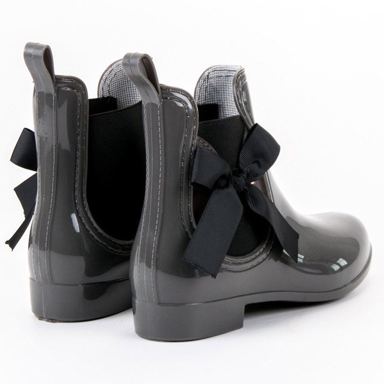 Kayla Galoshes With A Bow black grey 1