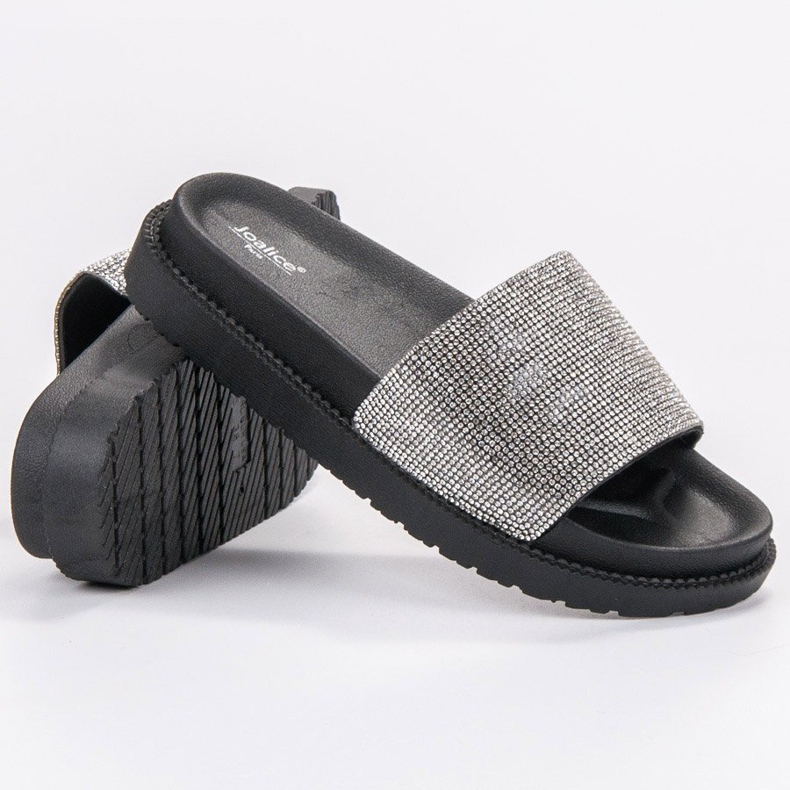 SHELOVET Slippers With Crystals black 1 SHELOVET Slippers With Crystals black 1